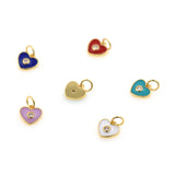 Minimalist Enamel Heart Shaped Zircon Pendant-Jewelry Making Accessories   9x9mm