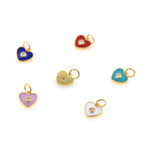 Minimalist Enamel Heart Shaped Zircon Pendant-Jewelry Making Accessories   9x9mm