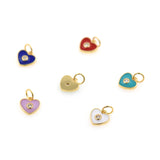 Minimalist Enamel Heart Shaped Zircon Pendant-Jewelry Making Accessories   9x9mm