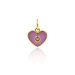 Minimalist Enamel Heart Shaped Zircon Pendant-Jewelry Making Accessories   9x9mm