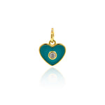 Minimalist Enamel Heart Shaped Zircon Pendant-Jewelry Making Accessories   9x9mm