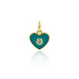 Minimalist Enamel Heart Shaped Zircon Pendant-Jewelry Making Accessories   9x9mm