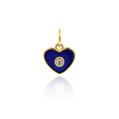 Minimalist Enamel Heart Shaped Zircon Pendant-Jewelry Making Accessories   9x9mm