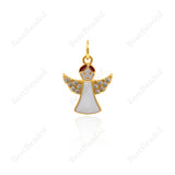 Enamel Dainty Angel Pendants,Micro Pave CZ Stone Protect Charms,Minimalist Jewelry Findings