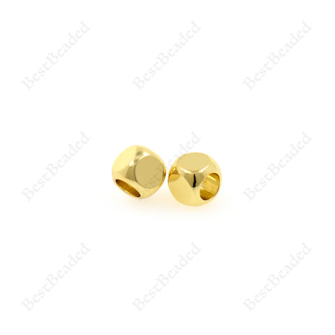 14k Gold Plated Brass Square Spacer Beads,Tiny Cube Connector Links,for DIY Minimalist Jewelry Making Supplies 3.8x3.8mm