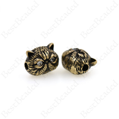 Lucky Cat Spacer Beads,Brass Metal Cute Animal Charms,Jewelry Making Supplies 12x7.5MM