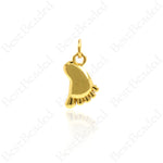 Baby Feet Shape Pendants,Brass Footprint Hanging Charms,DIY Jewelry Making 10x13mm