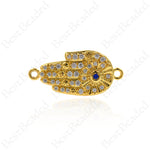Hamsa Hand Connector,Fatima Hand with Evil Eye Pendant Charms,for Jewelry Making 22x10mm