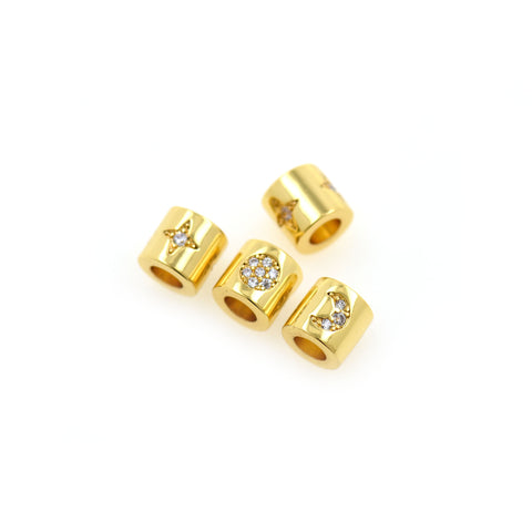 Exquisite Micro-Pavé Moon And Polar Star Round Beads-Jewelry Making Accessories    6x5.8mm