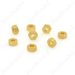 Hexagon Spacer Beads,14K Matte Gold Plated Geometric Charms,Jewelry Making Supplies 6.5x2.8mm