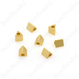 Triangle Tube Beads,14K Matte Gold Plated Triangle Spacers,DIY Original Jewelry Findings 5.8x6.8mm