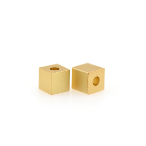 Matte Gold Mini Cube Spacer Beads Minimalist Jewelry Supplies 4x4mm