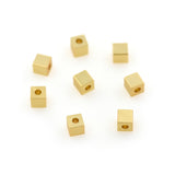 Matte Gold Mini Cube Spacer Beads Minimalist Jewelry Supplies 4x4mm