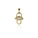 Hand of Fatima Pendant,Pave CZ Evil Eye Charms,DIY Religion Jewelry Making 15x22mm
