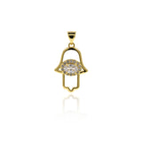 Hand of Fatima Pendant,Pave CZ Evil Eye Charms,DIY Religion Jewelry Making 15x22mm