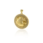 Wild Wolf Pendant,Gold Plated Animal Jewelry Accessories 25x27mm