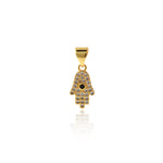 Hamsa Hand Pendant,Pave CZ Stone Hand Charms,DIY Jewelry Supplies 7.5x14mm