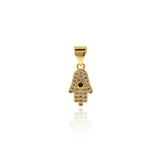 Hamsa Hand Pendant,Pave CZ Stone Hand Charms,DIY Jewelry Supplies 7.5x14mm