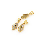 Hamsa Hand Pendant,Pave CZ Stone Hand Charms,DIY Jewelry Supplies 7.5x14mm