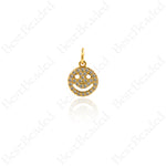 Smiley Face Pendant,Micro Pave CZ Happy Face Charms for DIY Jewelry Accessories 9x10.5mm