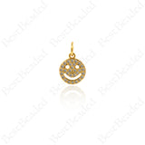 Smiley Face Pendant,Micro Pave CZ Happy Face Charms for DIY Jewelry Accessories 9x10.5mm
