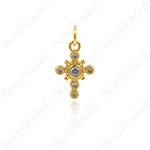Gold Plated Cross Pendant,Christian Symbol Charms,Religious Jewelry Making Accessories 9x14mm
