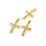 Minimalist Micropavé Cross Pendant-DIY Jewelry Making Accessories   20x31mm