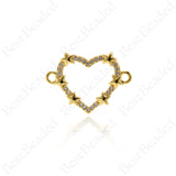 Heart Connector Links,Cubic Zirconia Love Heart Pendant,DIY Handmade Supplies 21x15mm
