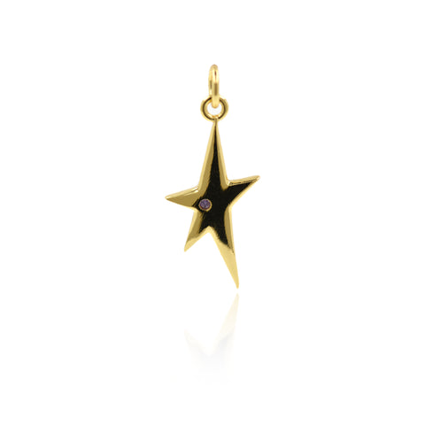 Minimalist Star Zircon Pendant-DIY Jewelry Making Accessories   11x24mm