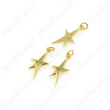 Gold Plated Lucky Star Pendant,DIY Minimalist Jewelry Making Accessories 11x24mm