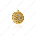 Gold Evil Eye Pendant,Zirconia Medallion Coin Charms,DIY Bracelet/Necklace Findings 20x22mm