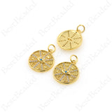 Round Evil Eye Pendant,Gold Eye Charms for Medallion Necklace Component 15x17mm