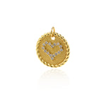 Delicate Round Micropavé Heart Pendant-DIY Jewelry Making Accessories   17.5mm