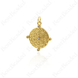 Round Cross Necklace Pendant,Gold Religious Symbol Charm,Jewelry Accessories 21x23mm