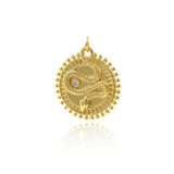 Gold Snake Necklace Pendant,Round Animal Hanging Charm,Animal Jewelry Accessories 22x24mm