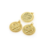 Gold Snake Necklace Pendant,Round Animal Hanging Charm,Animal Jewelry Accessories 22x24mm