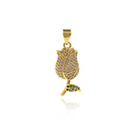 Exquisite Micropavé Rose Pendant-DIY Jewelry Making Accessories   10x23mm