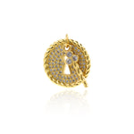 Exquisite Round Micro Pavé Lock Core Pendant-DIY Jewelry Making Accessories   18mm