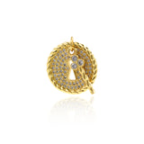 Exquisite Round Micro Pavé Lock Core Pendant-DIY Jewelry Making Accessories   18mm