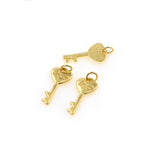 Gold Plated Key Charm Pendants,Lock Love Key Charms,Unique Jewelry Making 9x19mm