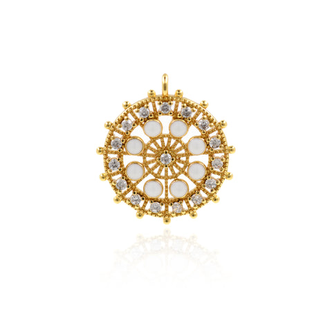 Shiny Micropavé Round Pendant-DIY Jewelry Making Accessories   21x23mm