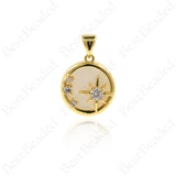 Gold North Star Pendant,White Shell with Lucky Star Charms,for Minimalist Jewelry Making 14x16mm