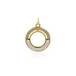 Shiny Round Micropavé Hollow Pendant-DIY Jewelry Making Accessories   17x20mm