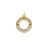 Shiny Round Micropavé Hollow Pendant-DIY Jewelry Making Accessories   17x20mm