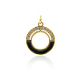 Shiny Round Micropavé Hollow Pendant-DIY Jewelry Making Accessories   17x20mm