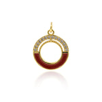 Shiny Round Micropavé Hollow Pendant-DIY Jewelry Making Accessories   17x20mm