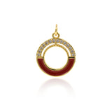 Shiny Round Micropavé Hollow Pendant-DIY Jewelry Making Accessories   17x20mm