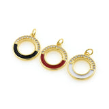 Shiny Round Micropavé Hollow Pendant-DIY Jewelry Making Accessories   17x20mm