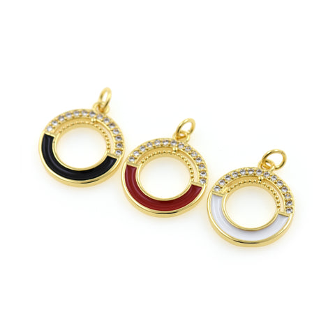 Shiny Round Micropavé Hollow Pendant-DIY Jewelry Making Accessories   17x20mm
