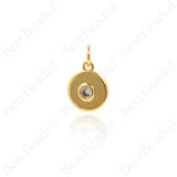 Round Disc Pendant,Gold Plated Evil Eye Charms,Personalized Jewelry Making Supplies 10x12mm
